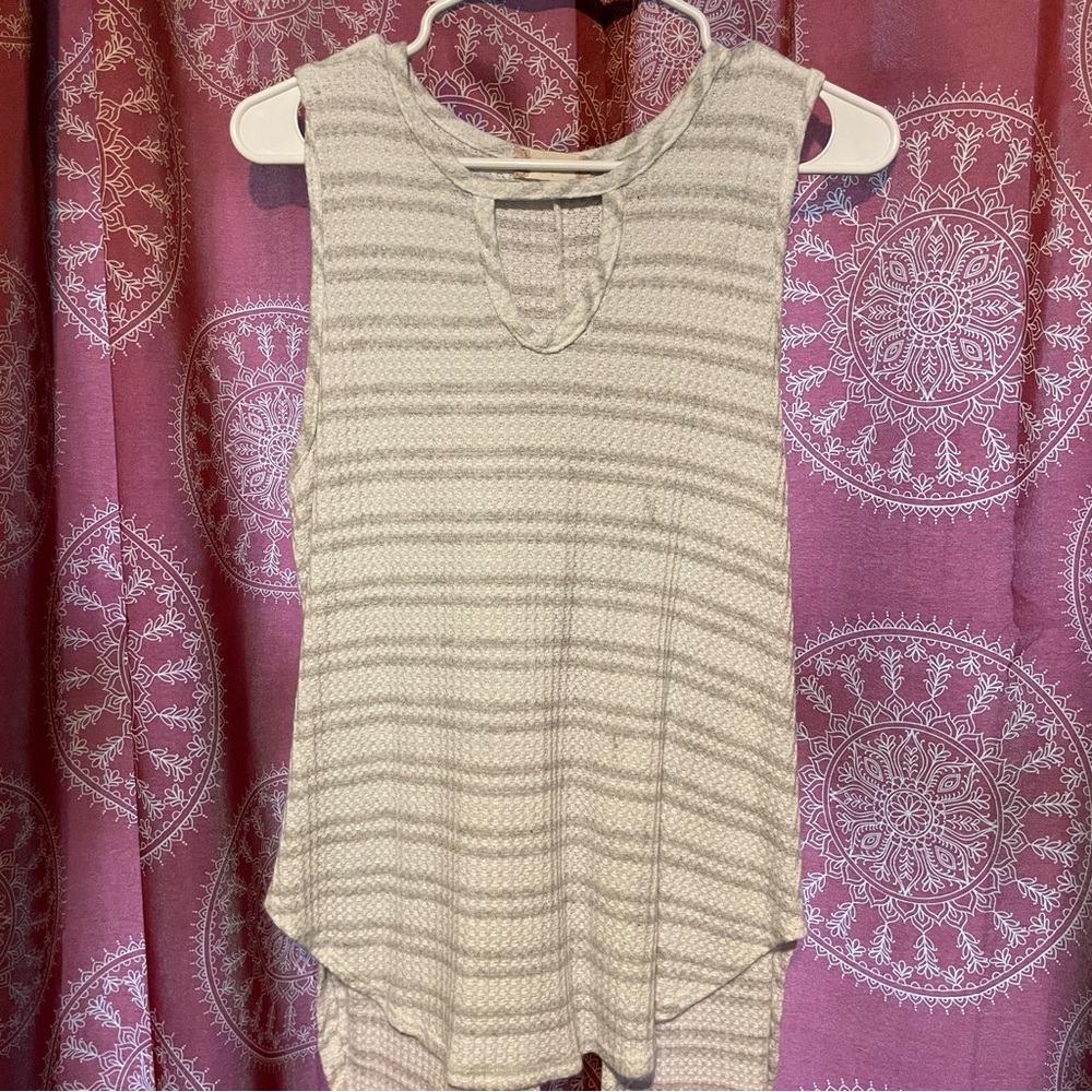 Dressy tank top with open back and keyhole neckline